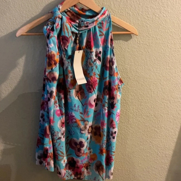 FUZZI Floral Halter Neck Swing Top, Size XL - Picture 13 of 16